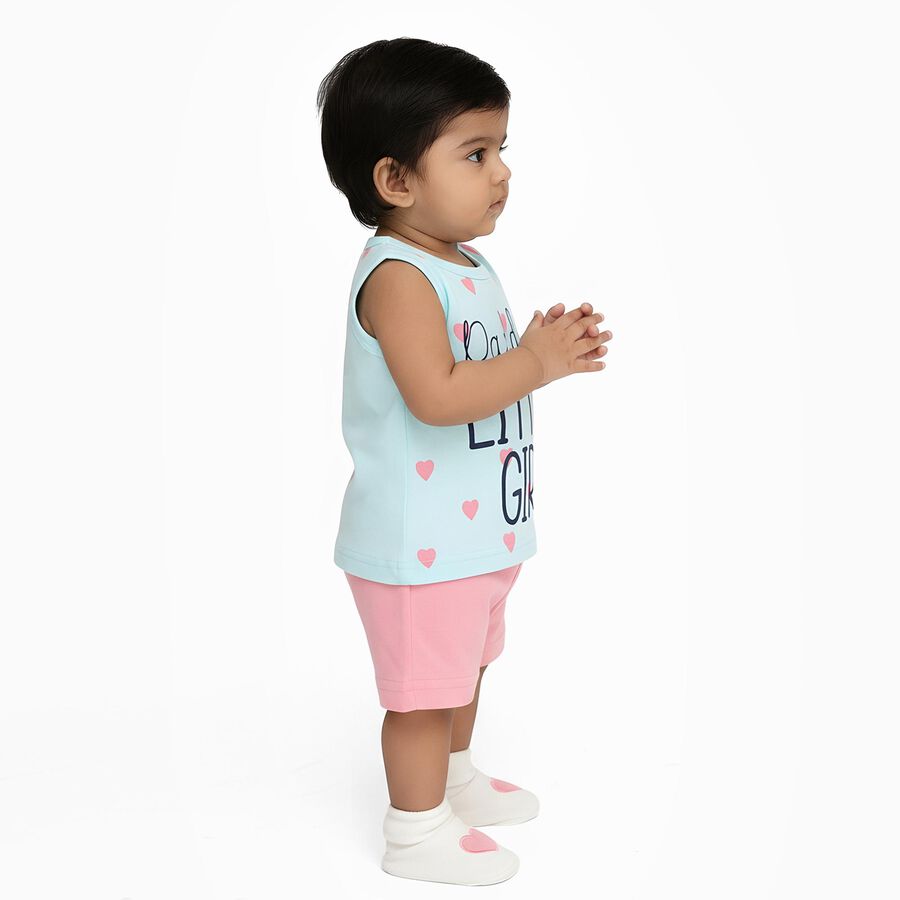 Infants' 100% Cotton Short Set, Aqua, large image number null