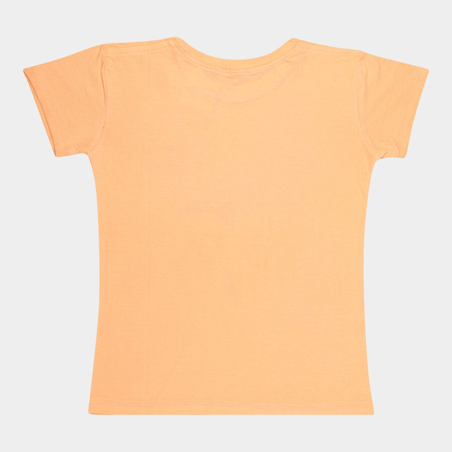 Girls Cotton T-Shirt, Peach, large image number null