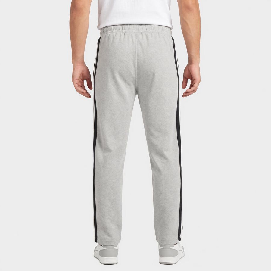 Men's Grey Regular Fit Side-Striped Track Pants, मिश्रित मध्यम ग्रे, large