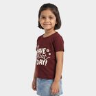 Girls Wine Cotton Blend Round Neck Regular T-Shirt, Wine, small