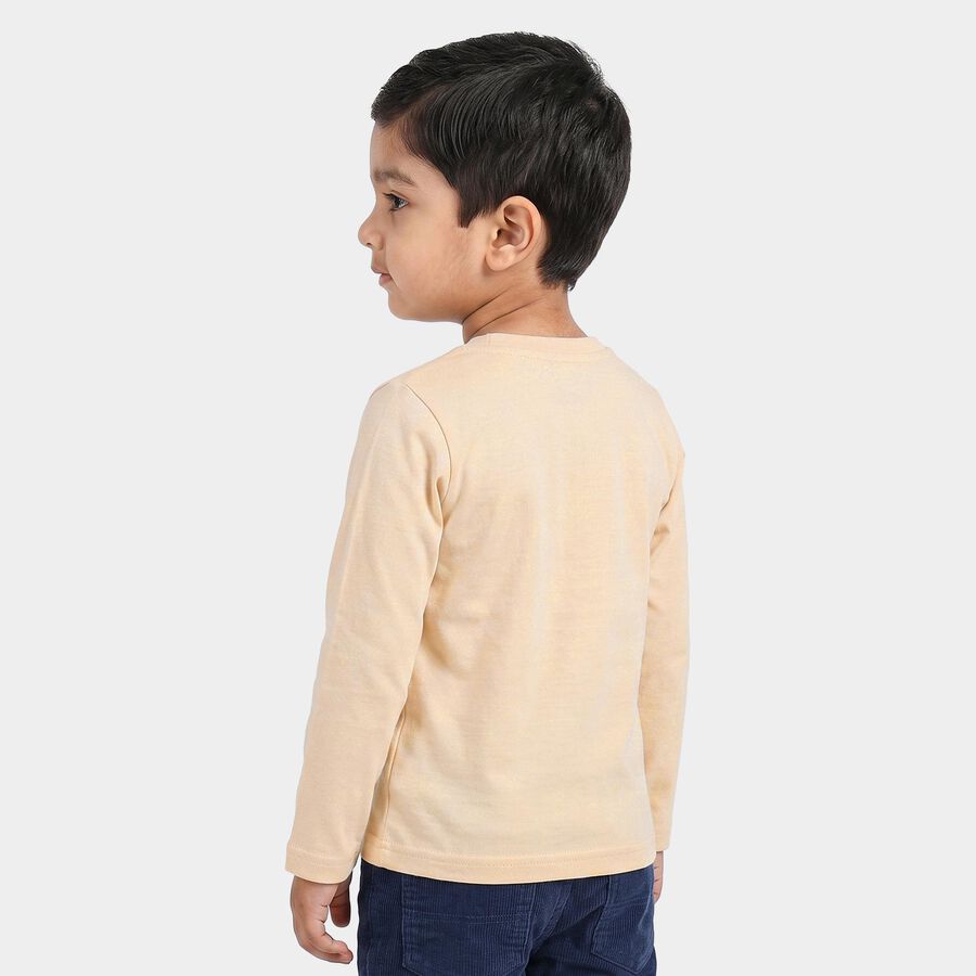 Boys Beige Crew Neck Regular Boys T-Shirt, Beige, large