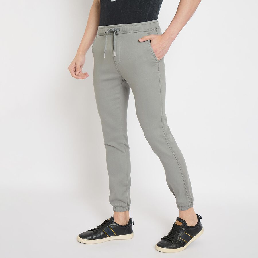 Men's Slim Fit Casual Trousers , Light Grey, large