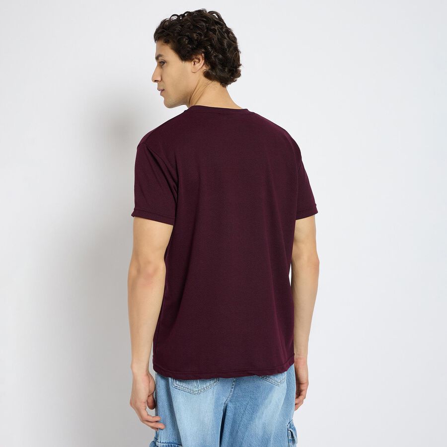 Men's Round Neck Half Sleeves T-Shirt, Wine, large image number null