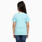 Girls Bright Aqua Blue Round Neck Casual T-Shirt, एक्वा, small image number null