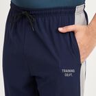 Men's Navy Blue Regular Fit Side-Panelled Track Pants, Navy Blue, small