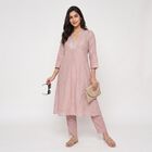 Women's Lilac V-Neck Printed Kurta, Lilac, small