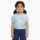 Girls Light Powder Blue Cotton Round Neck Casual T-Shirt, Light Blue, small