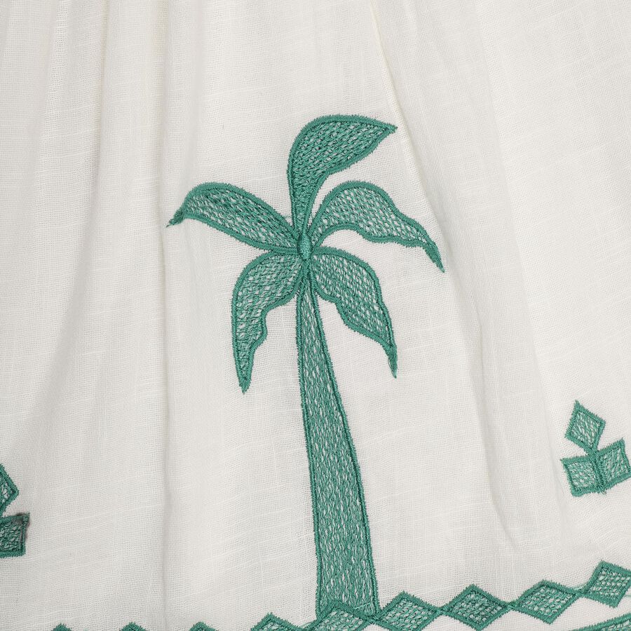 Girls' 100% Cotton Dress, Off White, large image number null