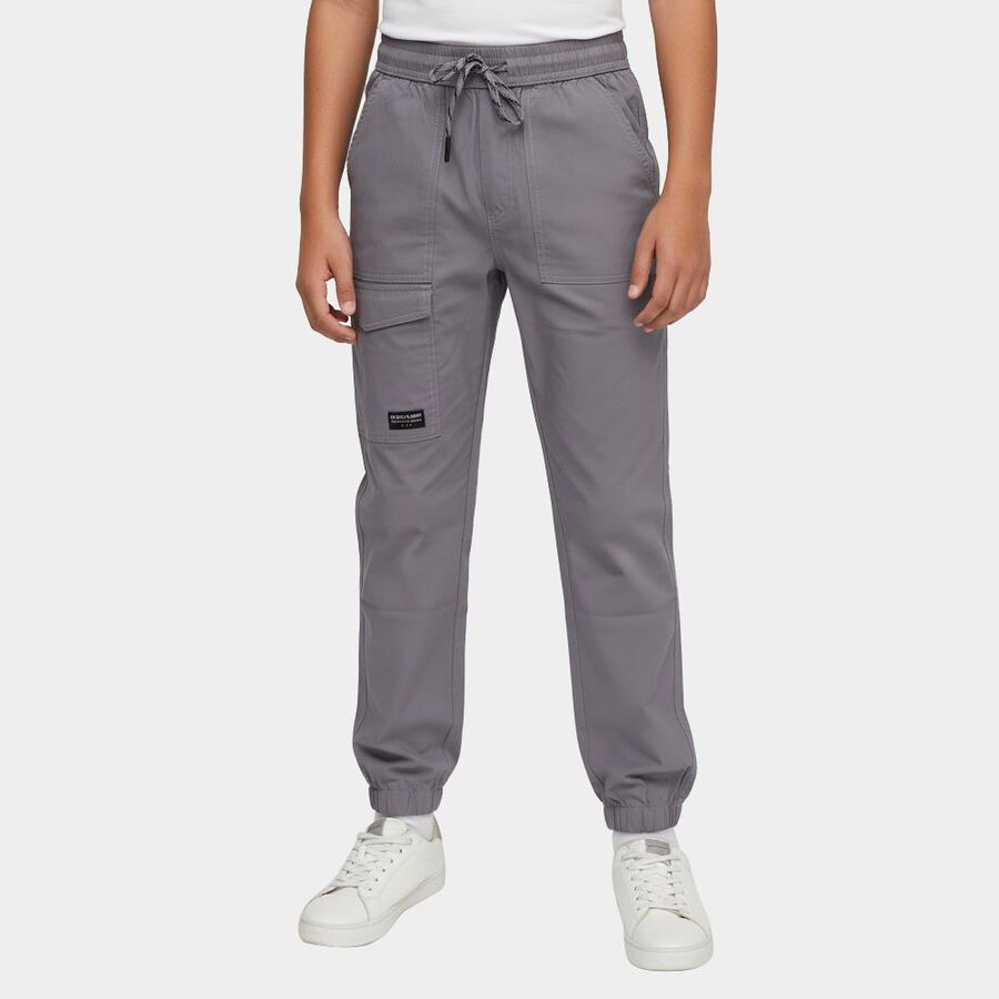 Boys Muted Steel Grey Regular Fit Jogger Trousers, Light Grey, large image number null