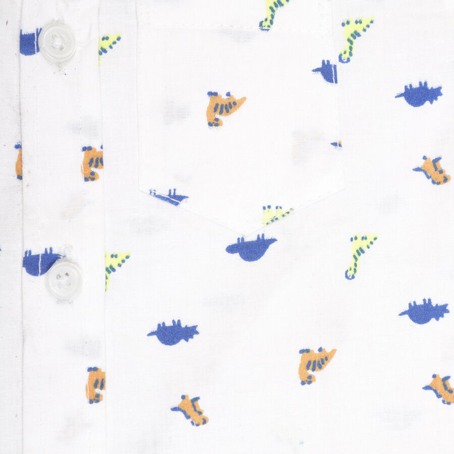 Infants Cotton Printed Shirt, White, large image number null