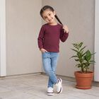 Girls' Maroon Long Sleeve Thermal, Wine, small