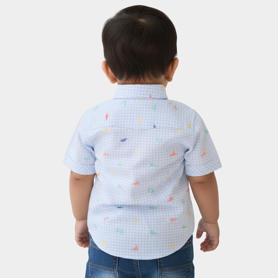 Infants Light Blue Cotton Half Sleeve Classic Casual Shirt, White, large image number null