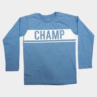 Boys Blue Cotton Blend Crew Neck Regular T-Shirt, Mid Blue, small