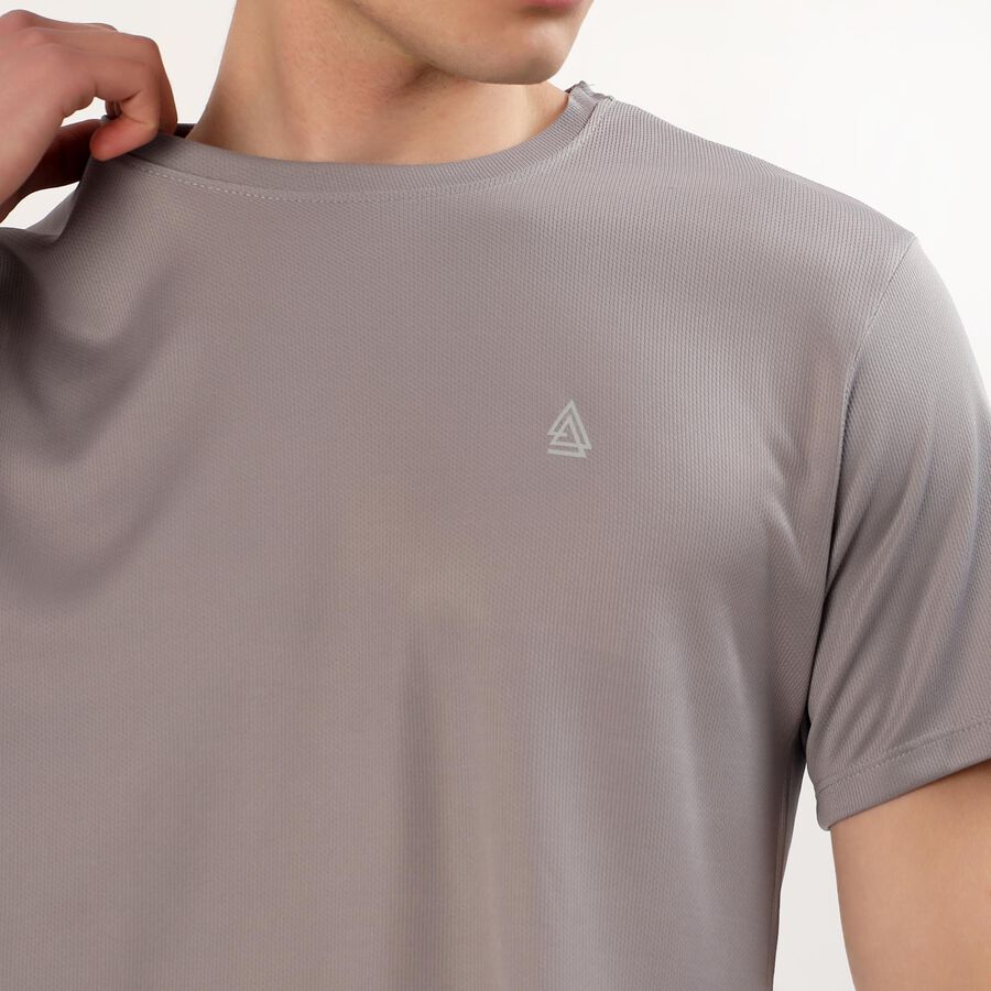 Men's Muted Grey Crew Neck Athleisure T-Shirt, Dark Grey, large