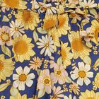 Girls' Mid Blue Relaxed Fit Floral Printed Capri, मध्यम नीला, small