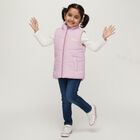 Girls Pastel Pink High Neck Sleeveless Puffer Jacket, Lilac, small image number null
