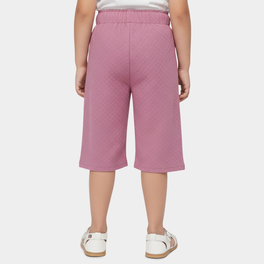 Girls' Pink Relaxed-Fit Textured Bow Detail Capri, Pink, large