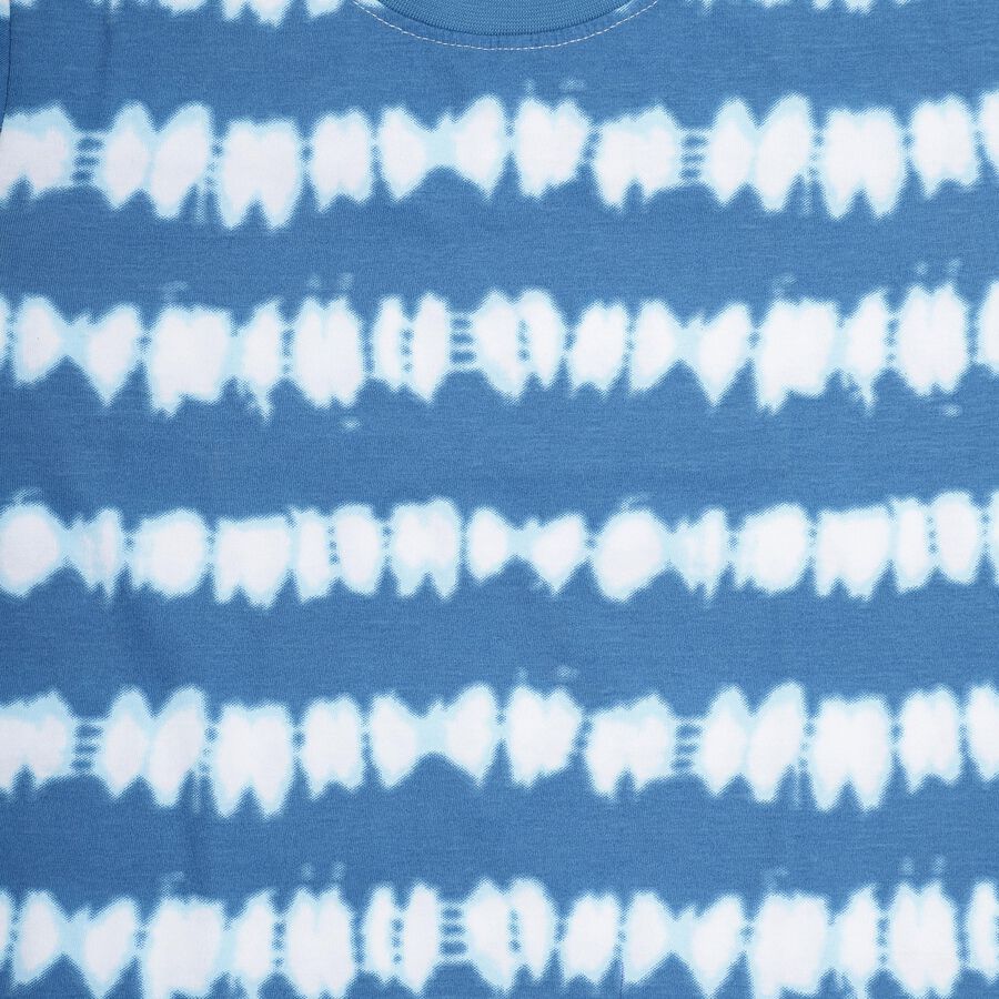 Boys Light Blue Cotton Round Neck Solid Night Suit, Light Blue, large