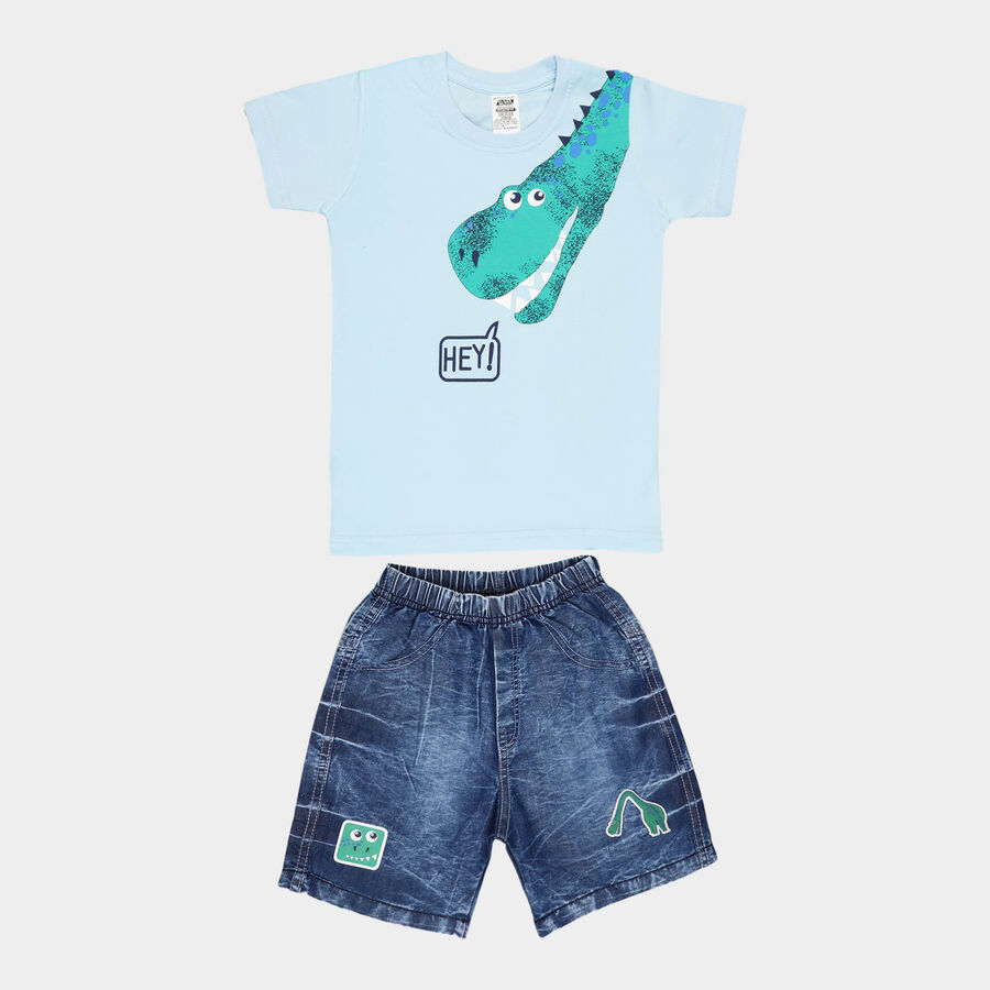 Boys Cotton Baba Suit, Light Blue, large image number null