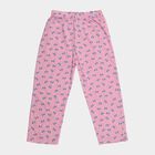 Girls' Pink Regular Fit Bow Printed Cotton Blend Pyjama, हल्का गुलाबी, small