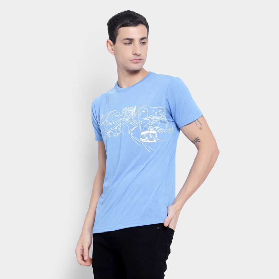 Round Neck T- Shirt, हल्का नीला, large image number null