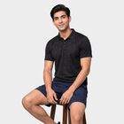 Men's Black Polo Neck Abstract Polo T-Shirt, Black, small