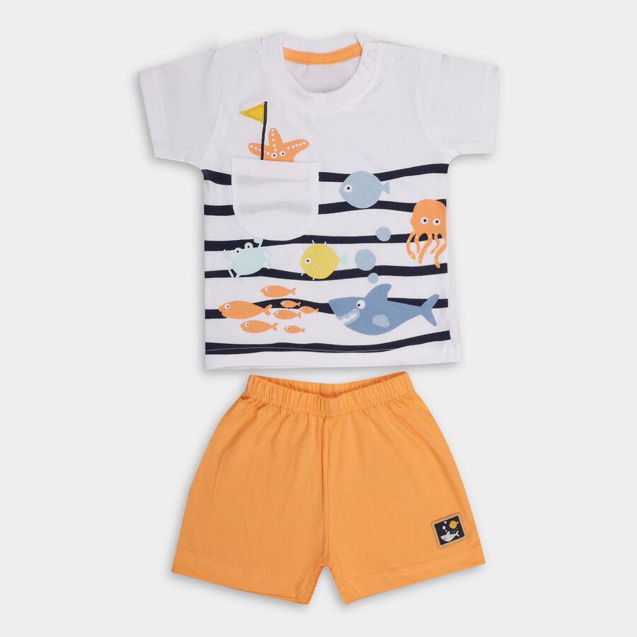 Infant Boys' 100% Cotton Baba Suit, नारंगी, large image number null