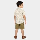 Boys Beige 100% Cotton Collar Neck Tropical Printed Baba Suit, गहरा पीला, small