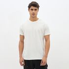 Men's Rich Eggshell White Round Neck Casual T-Shirt, Off White, small image number null