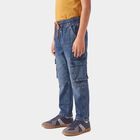 Boys Blue Relaxed Fit Cargo Jeans, Dark Blue, small