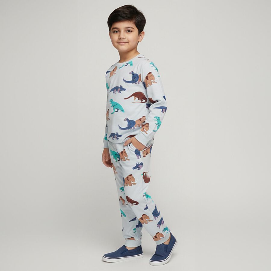 Boys' 100% Cotton Baba Suit, Light Blue, large image number null