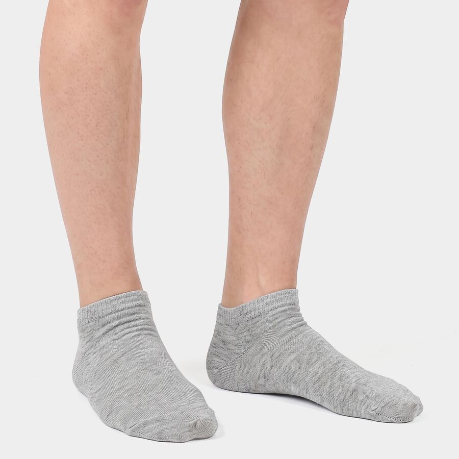 Men's Ankle Length Pack of 3 Socks ( Grey, White, Black ), काला, large