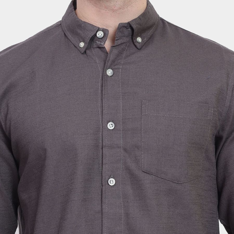 Men's 100% Cotton Casual Shirt, गहरा ग्रे, large image number null