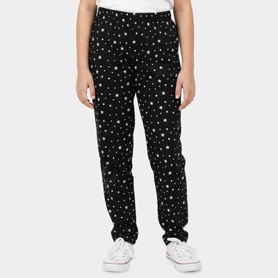 Girls Black Regular Fit Solid Pyjama