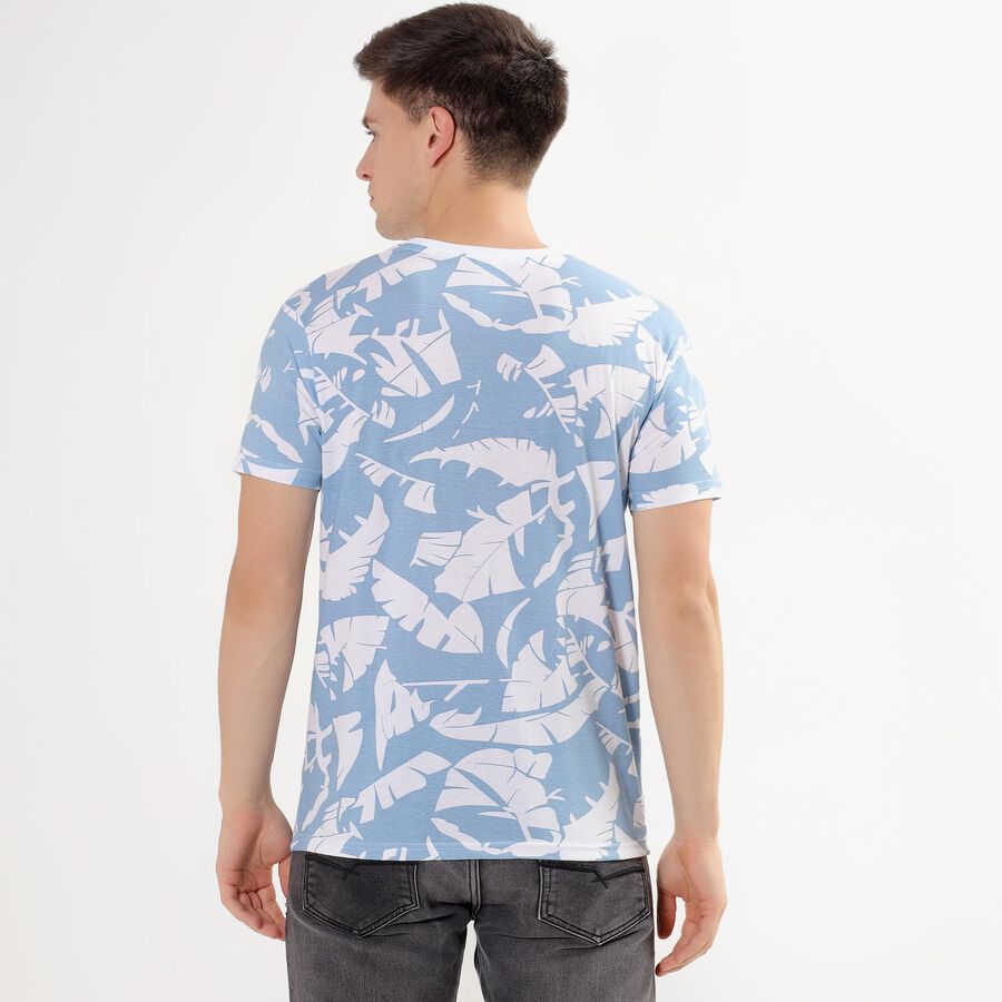 Men's Light Powder Blue Cotton Round Neck T-Shirt, Light Blue, large image number null
