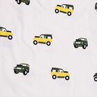 Boys' White Cotton Polo Neck Car Print Baba Suit, White, small image number null