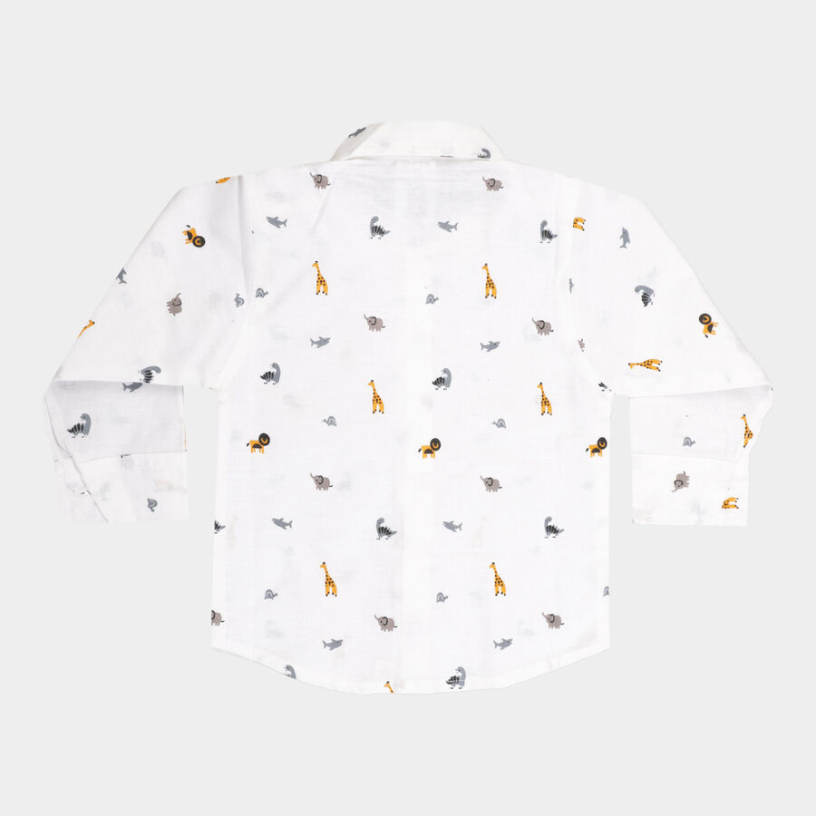 Infants Cotton Printed Casual Shirt, White, large image number null