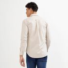 Men's Light Beige Cotton Button-Down Casual Shirt, Beige, small image number null