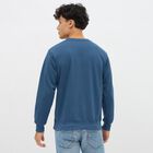 Men's Deep Steel Blue Crew Neck Solid Sweatshirt, Mid Blue, small image number null