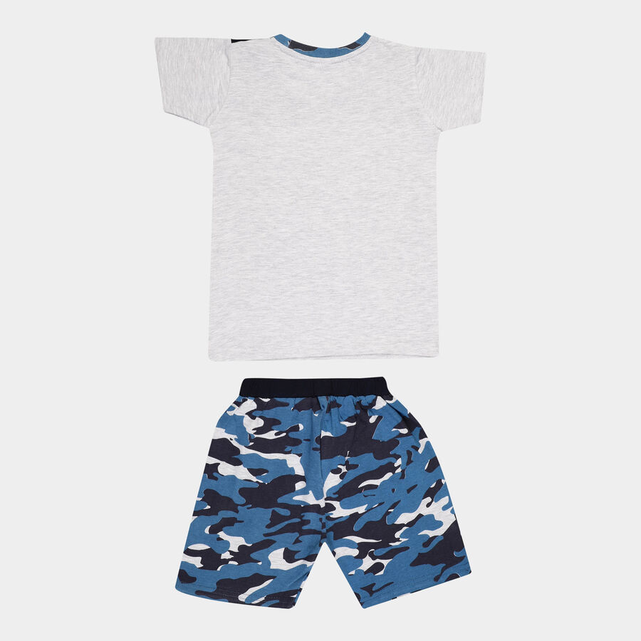 Boys Cotton Baba Suit, Melange Light Grey, large image number null