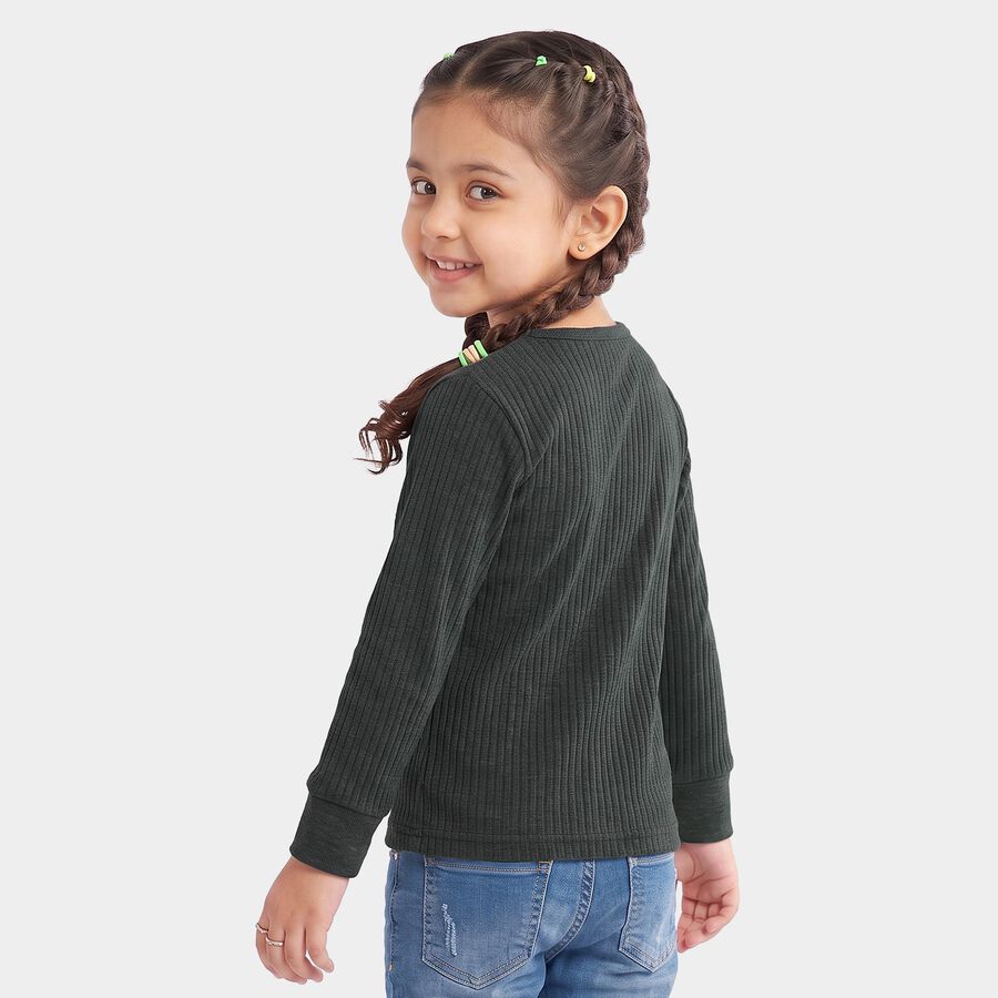 Girls' Charcoal Long Sleeve Thermal, चारकोल, large