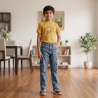 Boys' Blue Regular Fit Cargo Jeans, मध्यम नीला, small