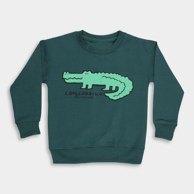 Boys Deep Teal Crew Neck Graphic Sweatshirt