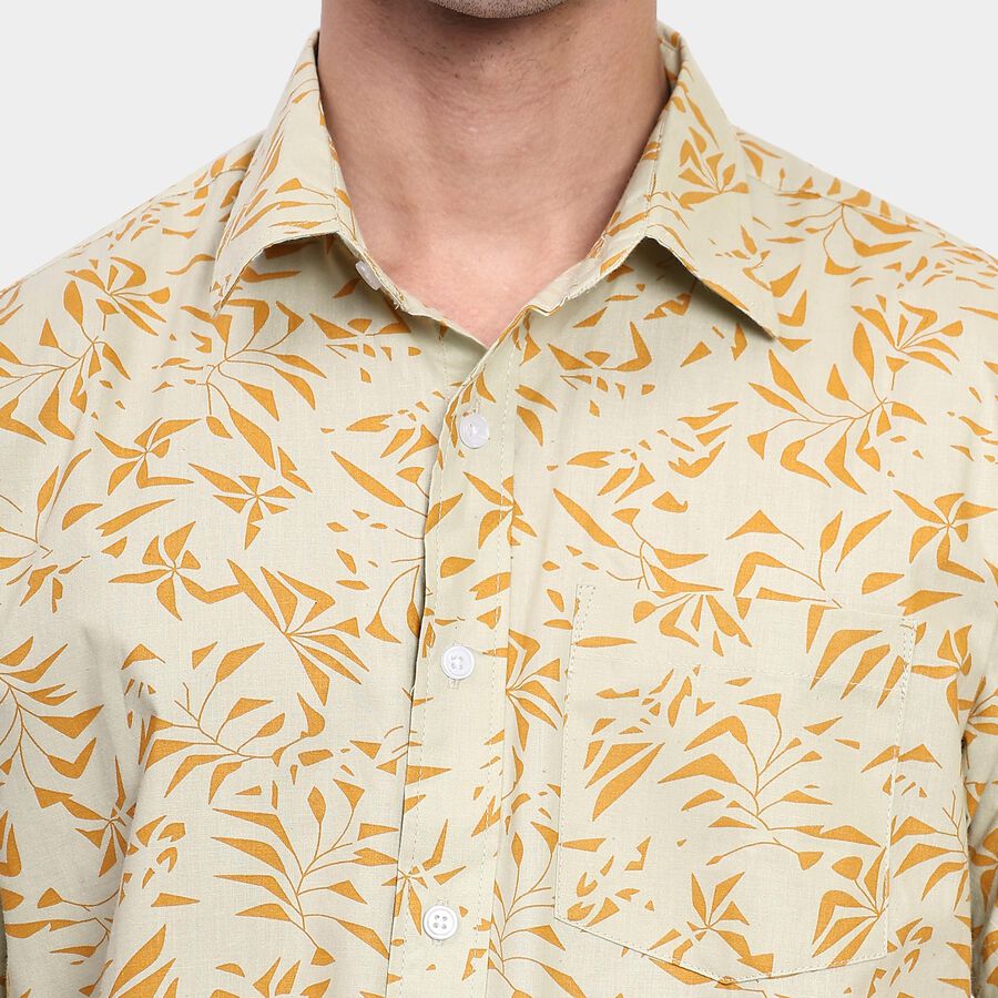 Men's 100% Cotton Casual Shirt, भूरा, large