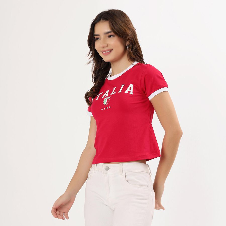 Ladies' Round Neck T-Shirt , Fuchsia, large image number null