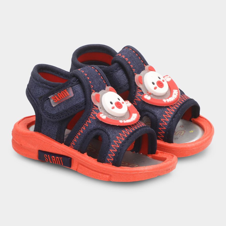 Boys' Bright Cherry Red and Deep Midnight Navy Strap Casual Sandals, लाल, large image number null