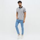 Men's Muted Grey Polo Neck Classic T-Shirt, Mid Blue, small image number null