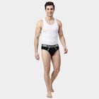 Men's Navy Blue Regular Fit Logo Waistband Briefs, नेवी ब्लू, small