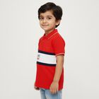 Boys Bright Cherry Red Cotton Polo Neck Casual T-Shirt, लाल, small image number null