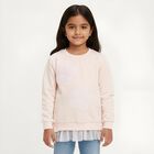 Girls Light Pink Crew Neck Casual Sweatshirt, Light Pink, small image number null